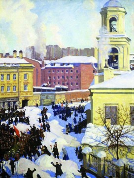 städtische Landschaft Werke - Februar 27 1917 Boris Mikhailovich Kustodiev Stadtbild Stadtszenen